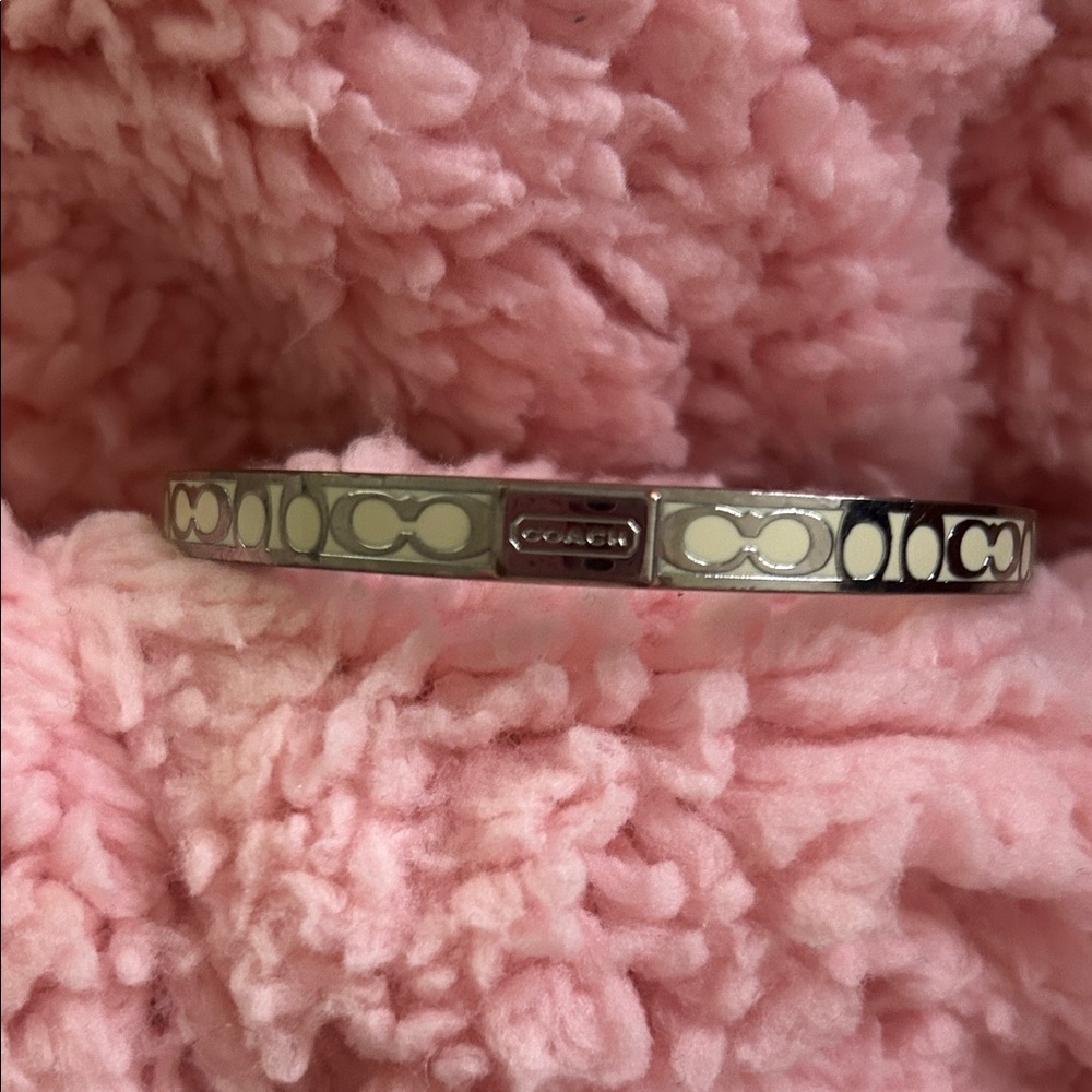 Coach Silver and Cream Women's Bangle Bracelet